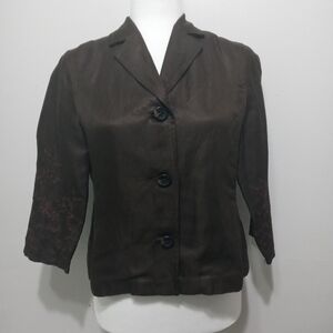 Liz Claiborne Brown Silk / linen Blazer Size 6 Petite